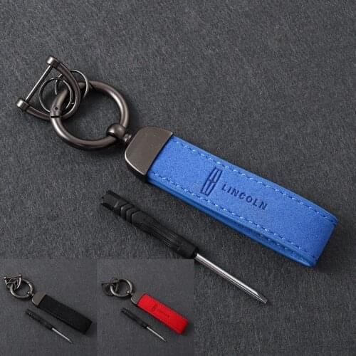 Luxury Fur Keyrings For Lincoln Car Logo Keychain Automobile Gift True Leather Metal Vehicle Mark Key Chain Ring Interior Parts