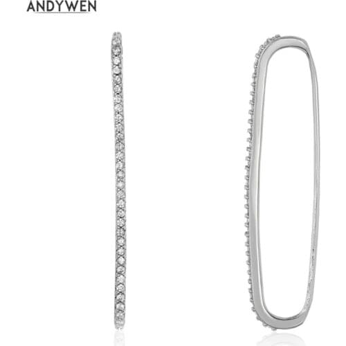 ANDYWEN 925 Sterling Silver Pave EarBar EarCuff No Piercing Clip On Earrings Ear Bars Cuffs Women 2021 Luxury Jewelry