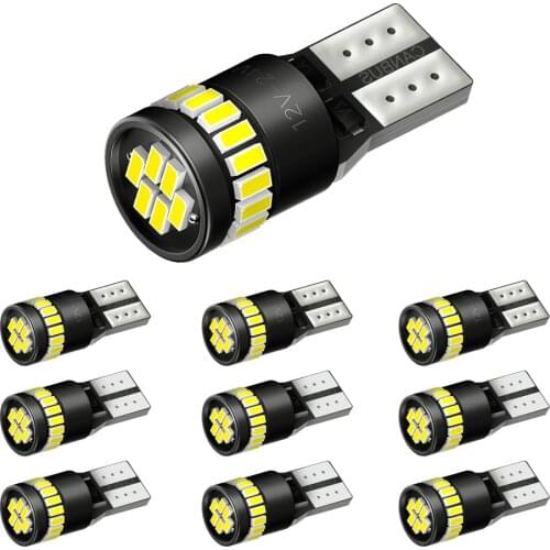 10x Canbus T10 W5W LED Bulbs 3014 SMD Car Clearance Parking Light Auto Interior Lights No Error Trunk Lamp White Blue Yellow Red