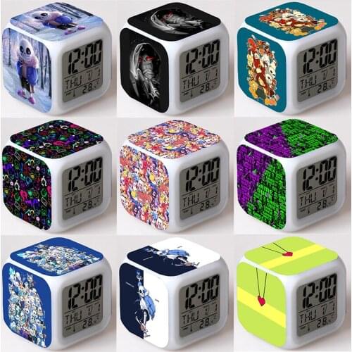 UNDERTALE Sans And Papyrus Boys Girls Anime Desk Alarm Clock Children Led Digital Clock with Date Thermometer Birthday Gifts