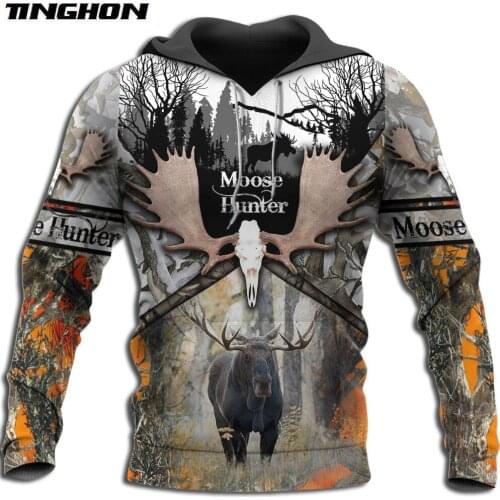 XS-7XL Moose Hunting Camo 3D Print Men Hoodies/sweatshirt Harajuku Fashion Hooded Long Sleeve Pullovers Unisex streetwear