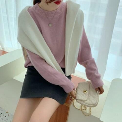 Candy colors Pullover Sweater Women 2020 New Autumn Winter Fashion Round neck Loose All-Match Thicken Knitting Sweaters Female