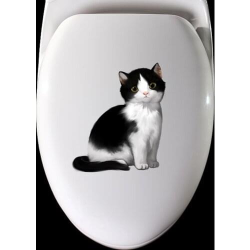 YOJA 18.1*21.2CM Pet Little Cat Toilet Decal Wall Sticker Living Room Home Decor T3-0448