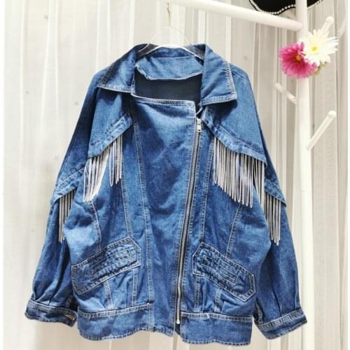 Woman Fringed fFashion Denim Jacket Spring New Loose Jeans Jacket Top Jackets Y702