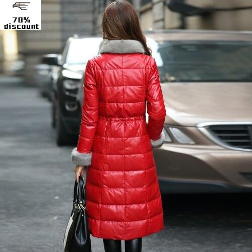 Genuine Leather Jacket Winter Jacket Women Mink Fur Collar Down Jacket 300% Real Sheepskin Coat Korean Long Jackets MY