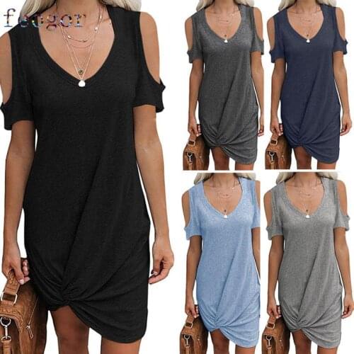 FEOGOR 2021 new product dress 2021 Summer New Products Womens Pure Color Short Sleeve Strapless T-shirt Dress Dress women