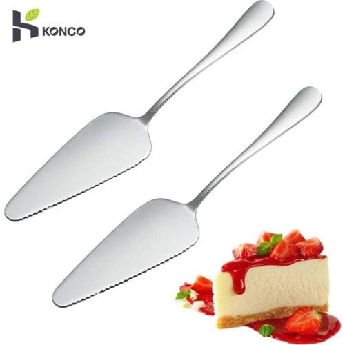 Konco 1/2pcs Cake Shovel Cake Cutter Stainless Steel Pizza Server Pie Serrated Edge Spatula Cheese Divider Knife