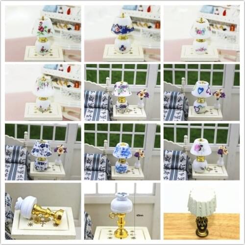 1pcs DollHouse Mini Fashion Mini Ceramic Desk Lamps Decor Accessories Dollhouse Living Room Furniture Decoration Toys