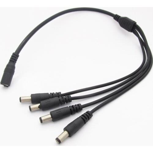 1pc DC Power Splitter Cable DC 5.5x2.1 Female 1 to 4 Male Cord For CCTV Camera