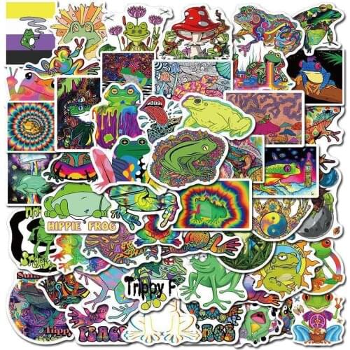 10/30/50PCS Psychedelic Aesthetics Cartoon Frog Stickers Toy Luggage Mobile Phone Decoration Graffiti Stickers Wholesale
