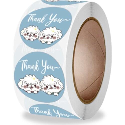 100-500pcs Blue Thank You Kraft Sticker with Round Labels Candy Gift Box Cupcake Boxes and Packaging Paper Wrapping 1inch