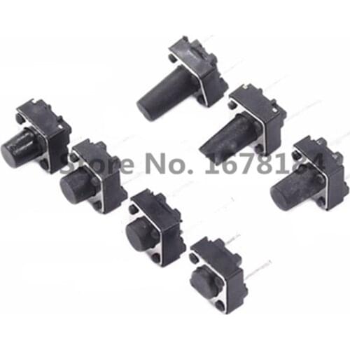 1000PCS Middle 2pin 6x6x4.3/5/6/7/8/9/10 mm Switch Tactile Push Button Switches 6x6x4.3mm 6x6x5mm 6x6x6mm 6x6x7mm 6x6x8mm 6x6x9m