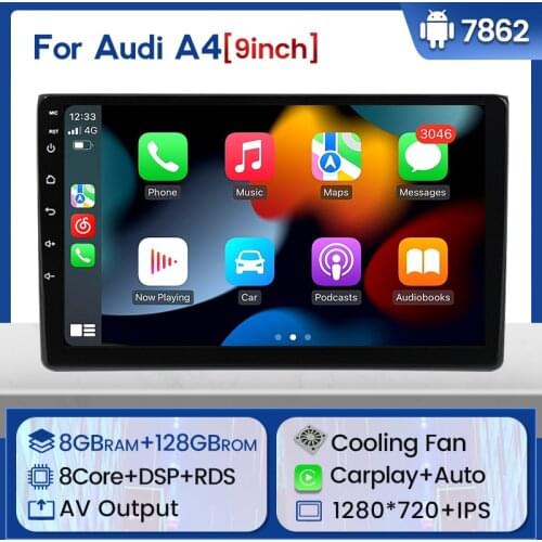 2 Din Android 11 6GB+128GB Car Radio Multimedia video player GPS navigation For Audi A4 B6 B7 S4 B7 B6 RS4 B7 IPS screen DSP 4G