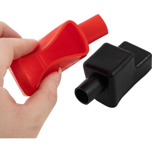 2pcs Car Battery Negative Positive Terminal Covers Cap Boot Insulating Protector Replacement Tools Auto Accessories