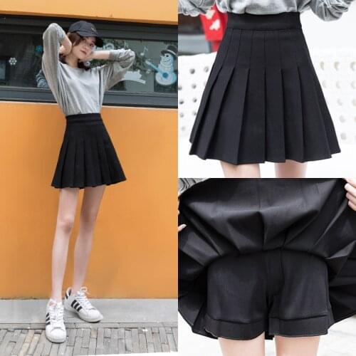 2021 Spring High-waist Pleated Skirt Short Skirt With Safety Pants Half-length Skirt Base Tennis Skirt