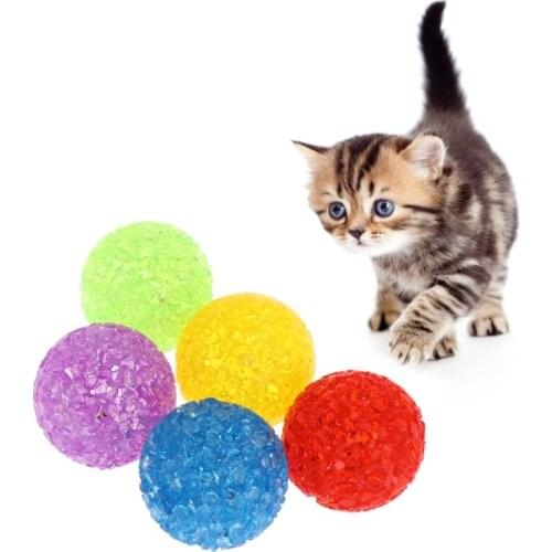 5 Pcs Cat Toy Bell Crystal Ball Sound Pet Game Kitten Plastic Interactive Rattle