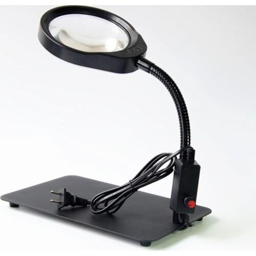 5X LED Light Magnifier Stand Table Magnifier PCB Magnifier Large Magnifying Glass with Light for Reading