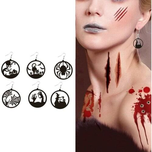 Acrylic Halloween Big Round Circle Hollow Zombie Hand Earrings Drop Dangle Women Kid Girl Novelty Festival Party Charm Jewelry