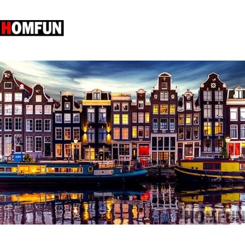 HOMFUN Full Square/Round Drill 5D DIY Diamond Painting "House cruise" Embroidery Cross Stitch 5D Home Decor Gift A13806