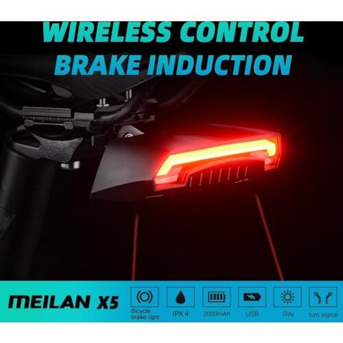 Meilan X5 Wireless bike Brake light version Flash Safety Rear Turn Bicycle Wireless Remote Control turning laser light