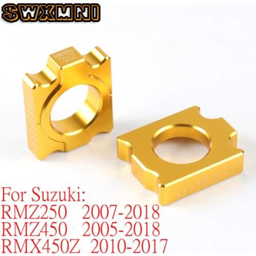 Rear Axle Blocks Chain Adjuster For Suzuki RMZ250 RMZ450 RMX450Z 2004-2018 RMZ 250 450 For Kawasaki KX KXF 125 250F 450F KLX450R