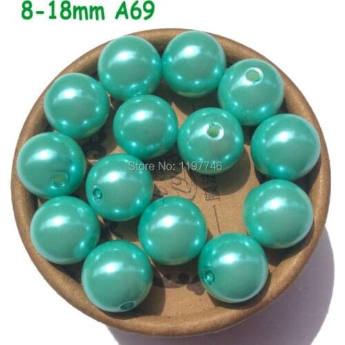 Bead for Jewelry Making abs Pearls Beads A69 Teal Round Beads 6mm to 30mm Acrylic Beads for DIY Kids pearl beads Chunky Beads