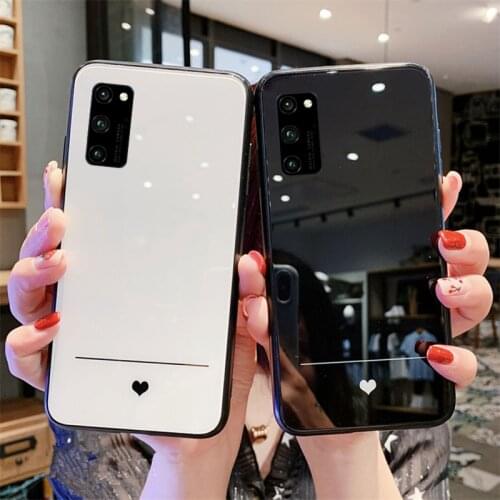 For OPPO A52 A72 A92 A92S A81 A91 A41 A1K Case Simple Slim Heart Hard Tempered Glass back silicone Cover For OPPO A52 A72 Casing