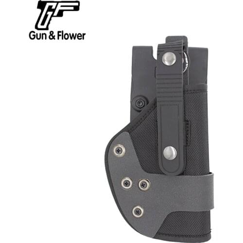 Gun&flower OWB Pistol Case Universal Nylon Holster with Belt Paddle Attachment for Large Middle Size Pistols
