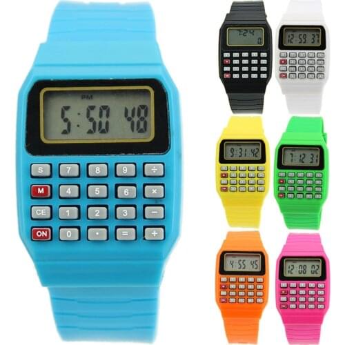 Children Electronic Calculator Silicone Date Multi-Purpose Keypad Wrist Watch