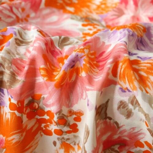 1 meter X 1.5 meter Orange Flower Dress Material Soft Breathable Viscose Poplin Fabric Children