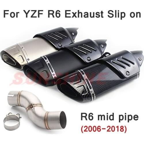 For Yamaha R6 YZF-R6 Exhaust Motorcross Escape Moto Mid Pipe Motorcycle Muffler Slip on Modified Connect Tube 2006-2018 Scooter