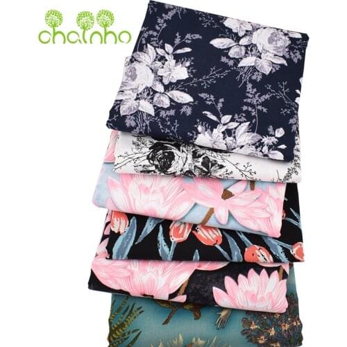 Chainho,Printed Stretch Twill Cotton Fabric For DIY Quilting & Sewing Baby & Childrens Dress Shirt Skirt Material,Flower Series