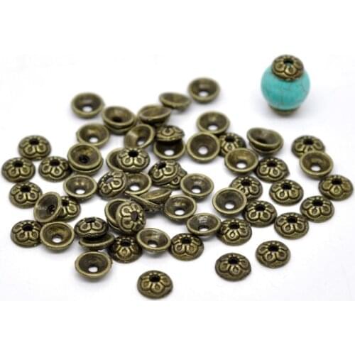 Free Shipping 1500pcs Antique Antique Bronze Flower Bead Caps Findings 7mm (Fit 9-12mm Bead) Jewelry Findings Wholesale J0245*5