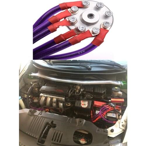 New Racing universal Grounding Cable Wire Kit For Universal Car Earth System Grounding Cable Purple High Quality 6 points