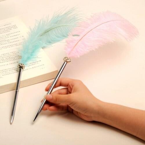 Beautiful Feather Pens Ballpoint Pen Writing for School Supplies Stationery Cheap Items Cute Kawaii Pen Stationery Q