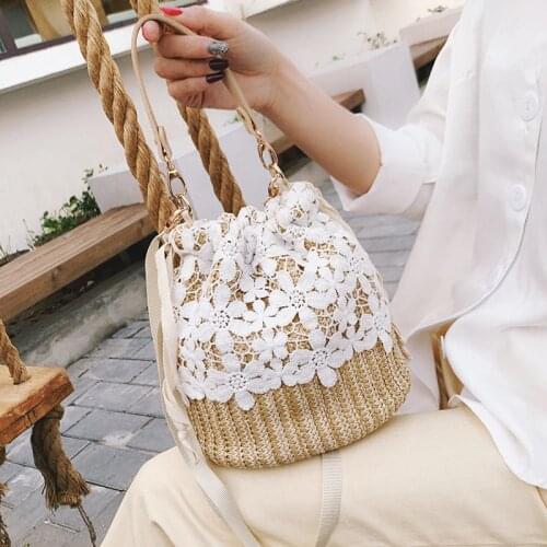 Small Straw Bucket Bags For Women 2020 Summer Crossbody Bags Lady Travel Purses and Handbags Female Shoulder Simple Bag KL1011