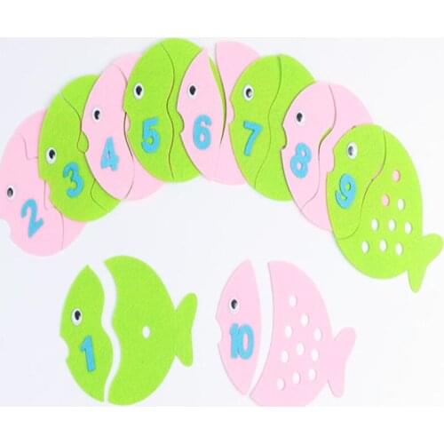Cute 10pcs Kids Early Learning Numbers Fish Vehicle Nonwoven DIY Felt Fabric DIY Handmade Sewing Fabric