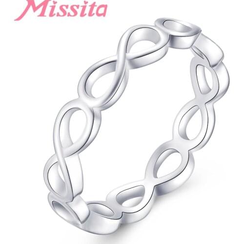 MISSITA New Fashion Romantic Hollow Eight Character Finger Rings For Women Silver Color Jewelry Brand Wedding HOT SELL