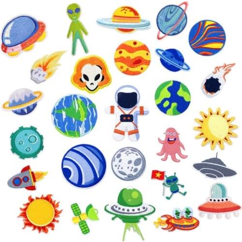 Customized Wholesale Embroidered Cloth Stickers Computer Embroidered Badge Universe Star Alien DIY Patch Clothing Accessories
