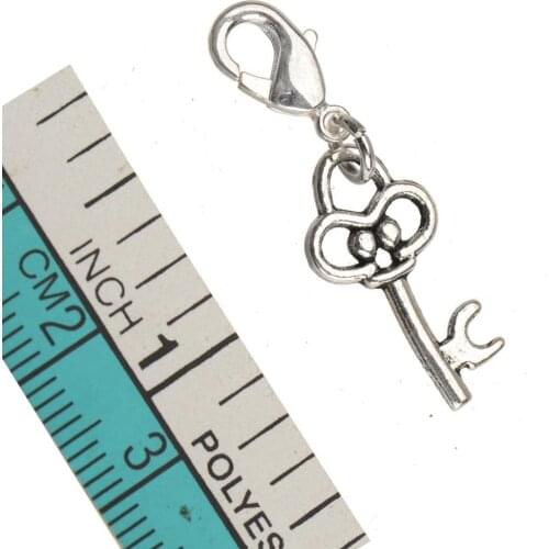 Charms With Lobster Clasps DIY Handcraft 32mm Dangle Suspension Key Open Slide Silver Metal Jewelry Findings Wholesale 50pcs/lot