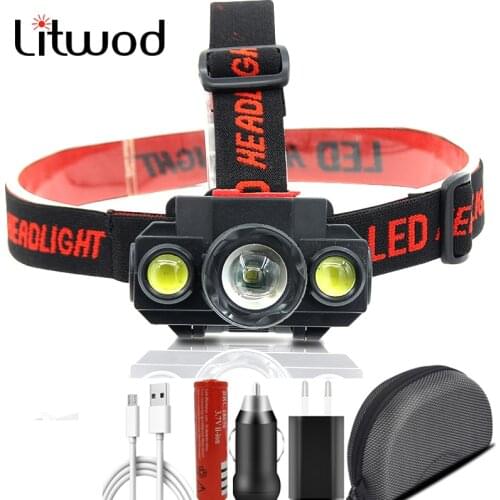 Portalble MINI Led Headlamp XPE+COB Use Rechargeable 18650 Battery Headlight Zoom Head Flashlight Lamp Torch Light for Camping