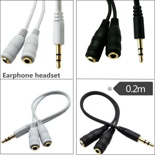 Gold-plated DC3.5 male to female earphone one-to-two audio cable plug cable earphone extension cable black/white