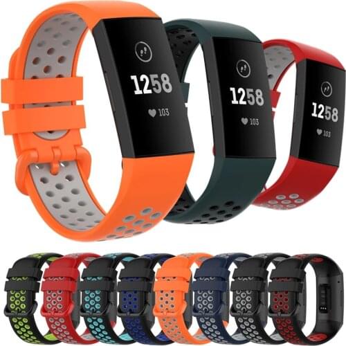 Two Color Silicone Strap For Fitbit Charge 4/3/3 SE/4 SE Watchbands Porous Breathable Watch Band Fashion Sport Replace Strap