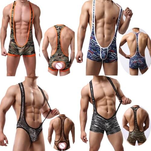 Sexy Men Undershirts Leotard Seamless Sports Fitness Bodysuits Shorts Sous Vetemen Pajamas Slip Homme Underwear Singlet Jumpsuit
