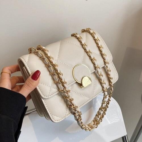 Shoulder Bag Women Bag Crossbody Bag Female Handbag Purse All-match Fashion Chain Backpack 2021 New PU Leather Diamond Lattice