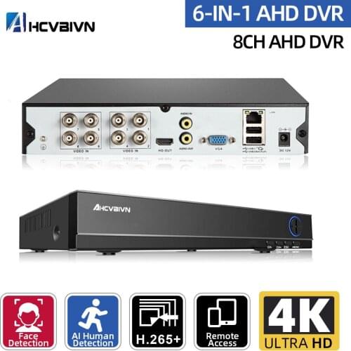 8 Channels 8.0mp H.265+ DVR Monitor Security 4K Recorder DVR P2P Hard Disk Video Recorder Digital Analog 1 Machine 6 Uses Onvif