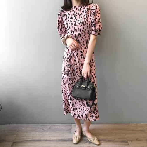 Nurmore Vintage Maxi Spot Pink Dress Women Boho Short Sleeve Long Dress O Collar Casual Shirt Dresses Robe