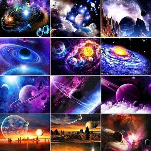 Yumeart DIY Diamond Mosaic Universe Wall Art Diamond Painting Landscape Cross Stitch Kits Handmead Hobby Gift Home Decoration