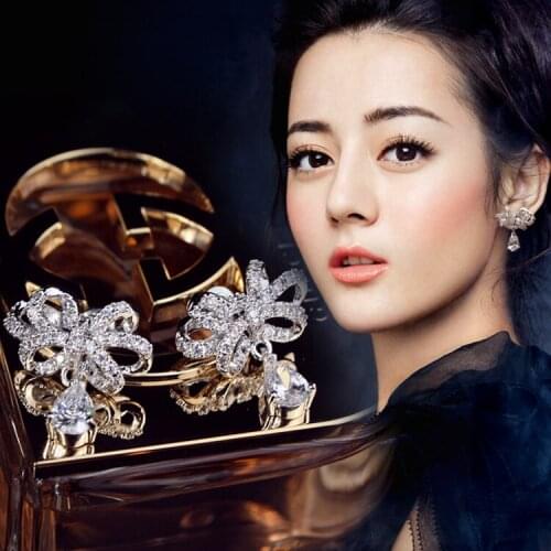 Hot Sale Promotion 2016 New High Quality Super Shiny Big Zircon 925 Pure Silver Stud Earrings for Women Jewelry Gift