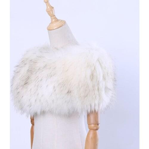 Genuine Real Fox Fur Raccoon Fur Womens Scarf Wraps Shawl Fur Lady WinterPullover Cape Shrugs Fashion Scarves With Elastic